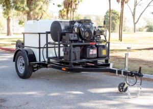 Hot Water Pressure Washer Trailer with 230 Gallon Tank – Single Axle, 5 GPM 3500 PSI, 18HP Vanguard Gas Engine (Commercial)