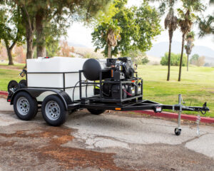 Hot Water Pressure Washer Trailer with 330 Gallon Tank – Tandem Axle, 5 GPM 3500 PSI, 18HP Vanguard Gas Engine (Commercial)