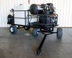 Hot Water Pressure Washer Trailer with 230 Gallon Tank – Pull Cart, 5 GPM 3500 PSI, 18HP Vanguard Gas Engine (Commercial)