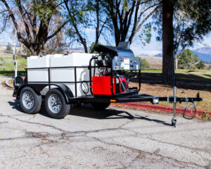Hot Water Pressure Washer Trailer with 460 Gallon Tank – Tandem Axle, 8 GPM 3500 PSI, 18HP Honda GX690 Engine (Commercial)