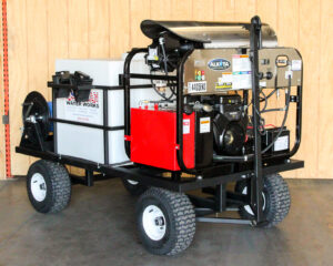 Hot Water Pressure Washer Trailer with 230 Gallon Tank – Pull Cart, 8 GPM 3500 PSI, 18HP Honda GX690 Engine (Commercial)