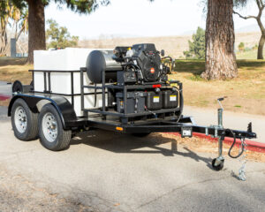 Hot Water Pressure Washer Trailer with 330 Gallon Tank – Tandem Axle, 8 GPM 3500 PSI, 25HP Karcher Engine With Gas & Diesel tanks (Commercial)