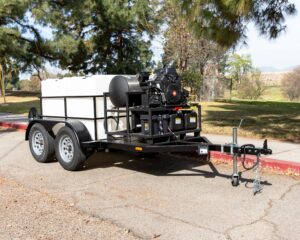 Hot Water Pressure Washer Trailer with 460 Gallon Tank – Tandem Axle, 8 GPM 3500 PSI, 25HP Karcher Engine With Gas & Diesel tanks (Commercial)