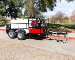 Hot Water Pressure Washer Trailer with 460 Gallon Tank – Tandem Axle, 5 GPM 3500 PSI, 20HP Honda Gas Engine (Commercial)