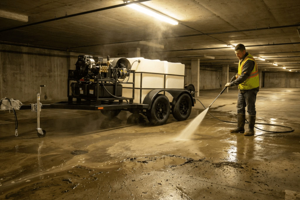 Hot Water Pressure Washer Trailer with 25HP Karcher