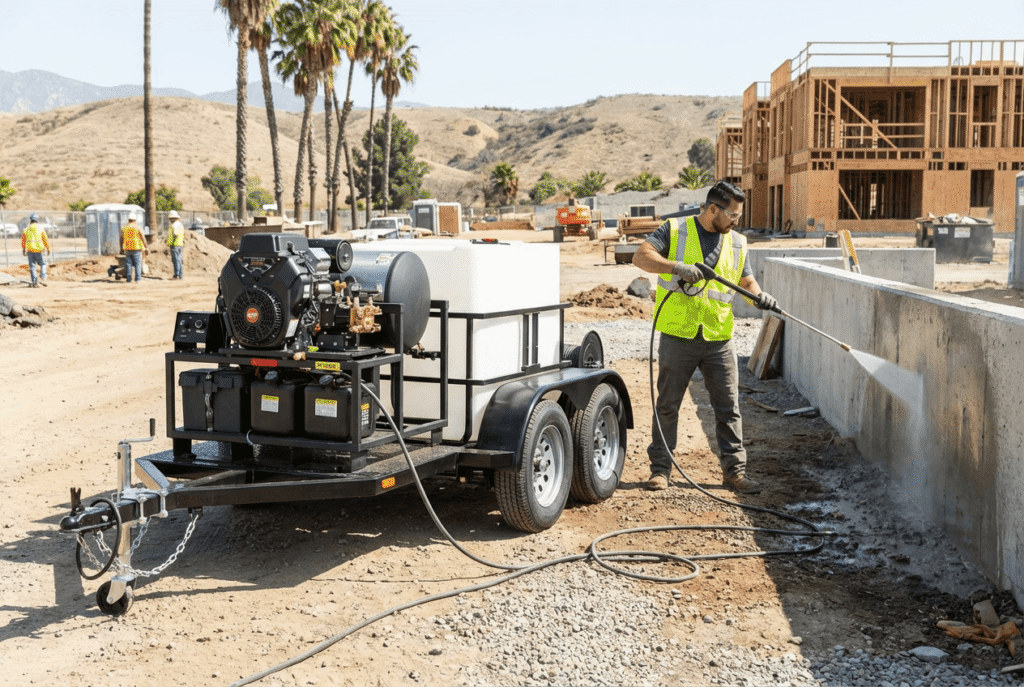230-Gallon Tank on Single Axle Trailer — 25HP Karcher Engine, 3,500 PSI
